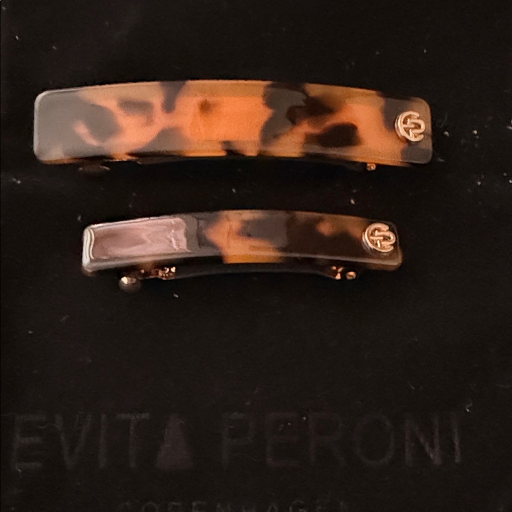 Evita Peroni French Hair Barrette set of 2 small and medium in Tortoise